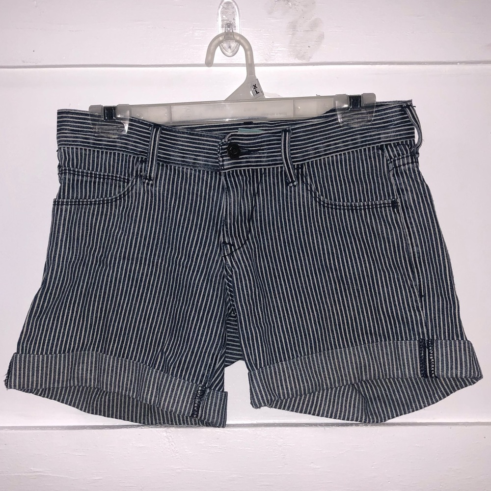 Navy Blue + White Stripe Shorts